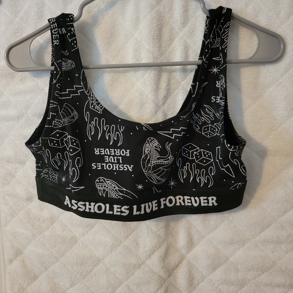 Assholes Live Forever Bra sz XL Linda Finegold ALF NWOT